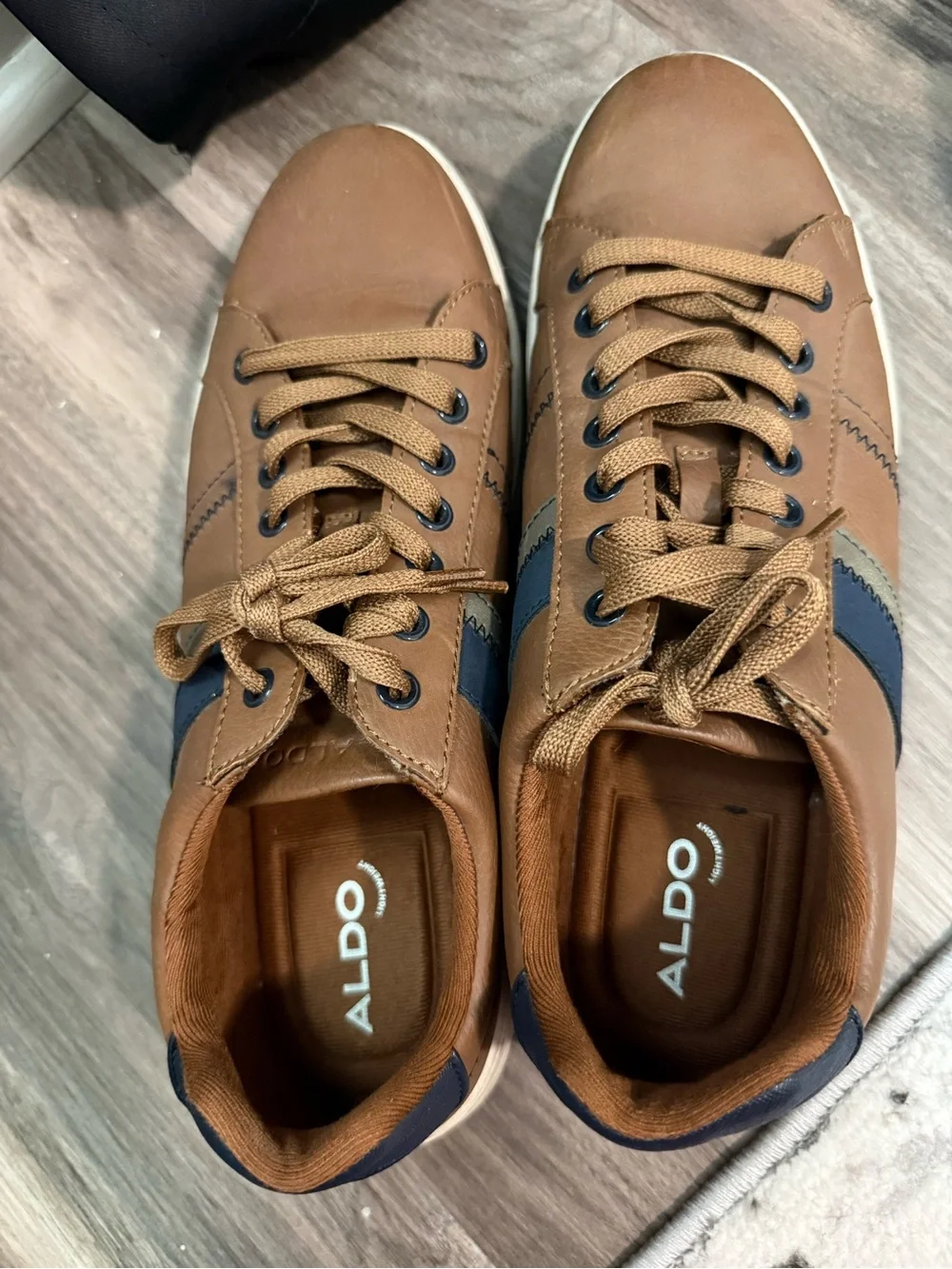 Aldo Brown Sneakers with Navy Side Stripe
